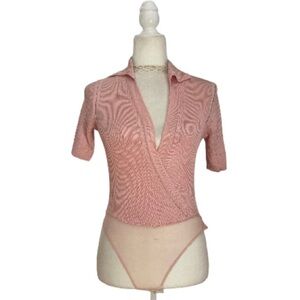 Gianfranco Ferre NWT Silk Blend Bodysuit Dusty Pink Made in Italy Rare Vintage